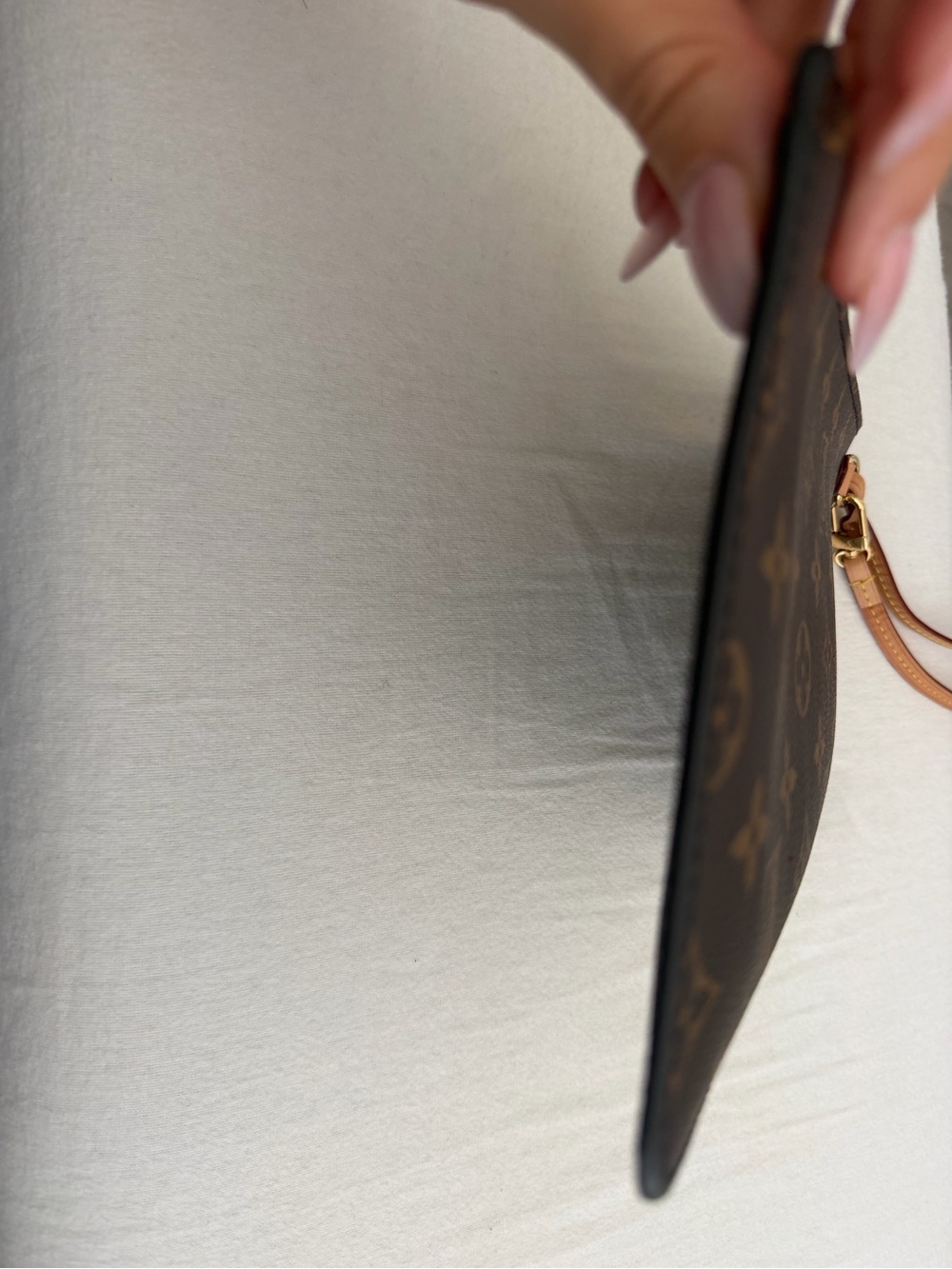 Louis Vuitton Brown Monogram Zip Wristlet with Tan Strap - Picture 4 of 5